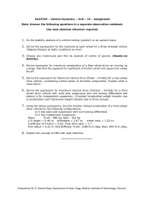 Vehicle Dynamics Assignment: Unit IV Problems