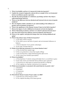 Behavioral Genetics & Human Development Questions