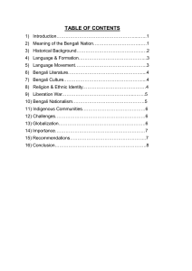 Ethnic Identity of the Bengali Nation: History, Culture, and Language