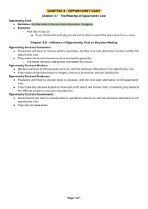 Chapter 3: Opportunity Cost - Definition and Examples