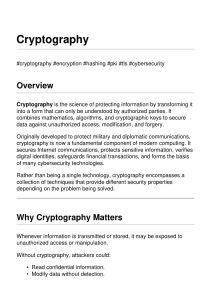 Cryptography: Encryption, Hashing, and Cybersecurity Basics