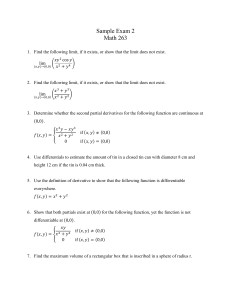 Sample Exam 2 Math 263