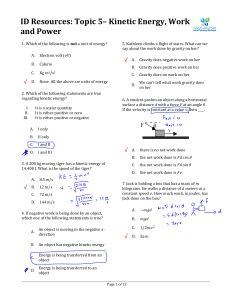 Kinetic Energy, Work, and Power Physics Test