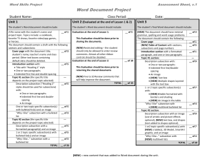 Word Skills Project Assessment Sheet v.1