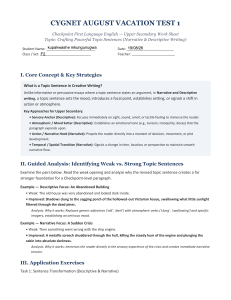 Checkpoint English Upper Secondary Topic Sentences Worksheet