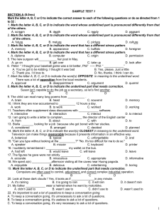 Sample Test 1 English Language Questions