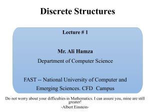Discrete Structures Lecture 1 by Ali Hamza