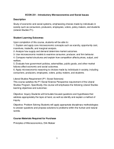 ECON 231 Syllabus: Intro Microeconomics & Social Issues