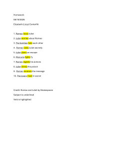 Homework: Romeo and Juliet Summary Points