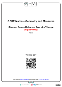 GCSE Maths Sine Cosine Rules Area Triangle Notes