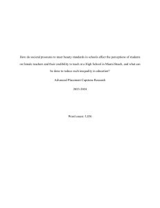Beauty Standards & Female Teacher Perceptions: High School Study