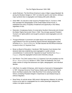 Civil Rights Movement 1945-1968 Key Events