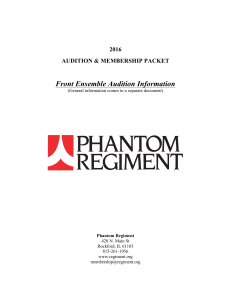 2016 Phantom Regiment Front Ensemble Audition Packet