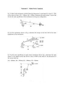 Static Force Analysis Tutorial: Mechanism Problems