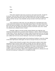 Back Injury and the Lesson of Patience: A Personal Story