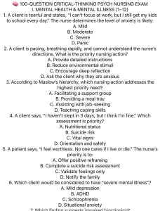 100-Question Psych Nursing Exam
