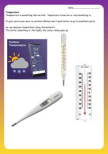 Temperature Worksheet for Elementary School