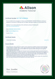 Introduction to Banking Certificate of Completion