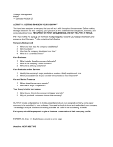 Strategic Management Activity 1: Company Profile Assignment