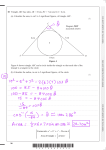 Math Exam Question: Triangle Area and Inscribed Circle Radius Calculation