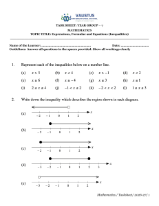 Year 7 Maths Inequalities Tasksheet