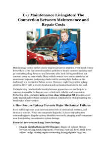 Car Maintenance Livingston: Maintenance vs Repair Costs Guide