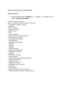 University of Witwatersrand Engineering Mechanics Statics Course Outline
