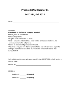 Practice Exam Chapter 11 ME 2334 Thermodynamics