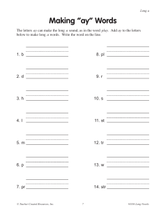 Making 'ay' Words Worksheet - Long A Phonics