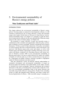 Environmental Sustainability of Russia&rsquo;s Energy Policies