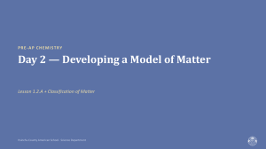 Pre-AP Chemistry: Classifying Matter Lesson Plan