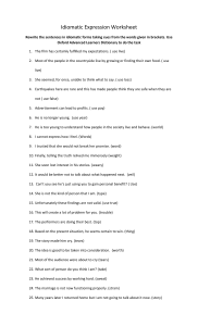 Idiomatic Expression Worksheet: Rewrite Sentences