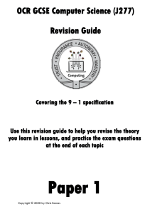 OCR GCSE Computer Science J277 Revision Guide