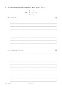 Probability Exam Question: Continuous Random Variable X (UCLES 2017)