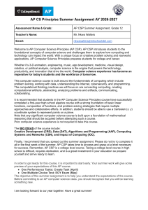 AP CS Principles Summer Assignment 2026-2027