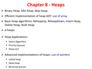 Chapter 8: Heaps - Binary, Min, Max, Algorithms, Applications