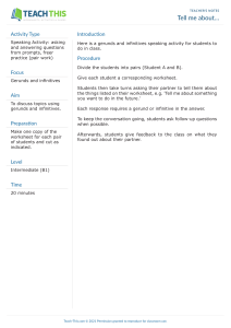 Gerunds and Infinitives Speaking Activity