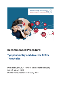 Recommended Procedure: Tympanometry & Acoustic Reflex Thresholds