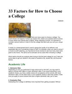 33 Factors for Choosing a College: A Comprehensive Guide