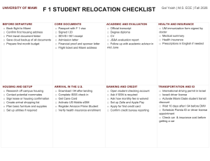 University of Miami F-1 Student Relocation Checklist