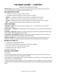 The Great Gatsby Chapter 1 Close Reading & Annotation Guide