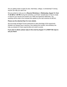 Resume Workshop Invitation - August 12