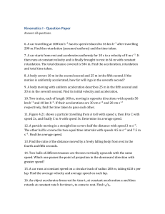 Kinematics I Question Paper: Physics Motion Problems