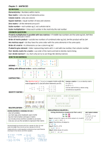 Chapter 5 - Matrices: Definitions & Operations