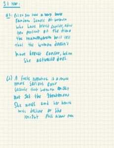 Homework on Medical Testing Errors (False Negatives)
