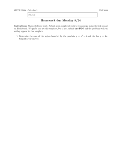 MATH 25004 Calculus 2 Homework: Area Between Curves