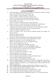 MCA Semester I Practical Assignment 1: Python Basics