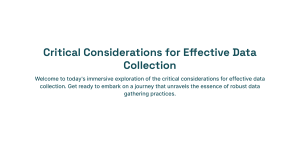 Effective Data Collection: Critical Considerations