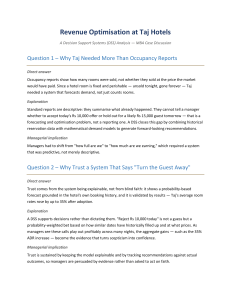 Revenue Optimisation at Taj Hotels: DSS Case Study