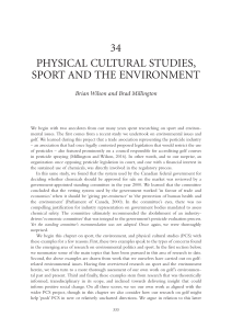 Physical Cultural Studies: Sport and the Environment